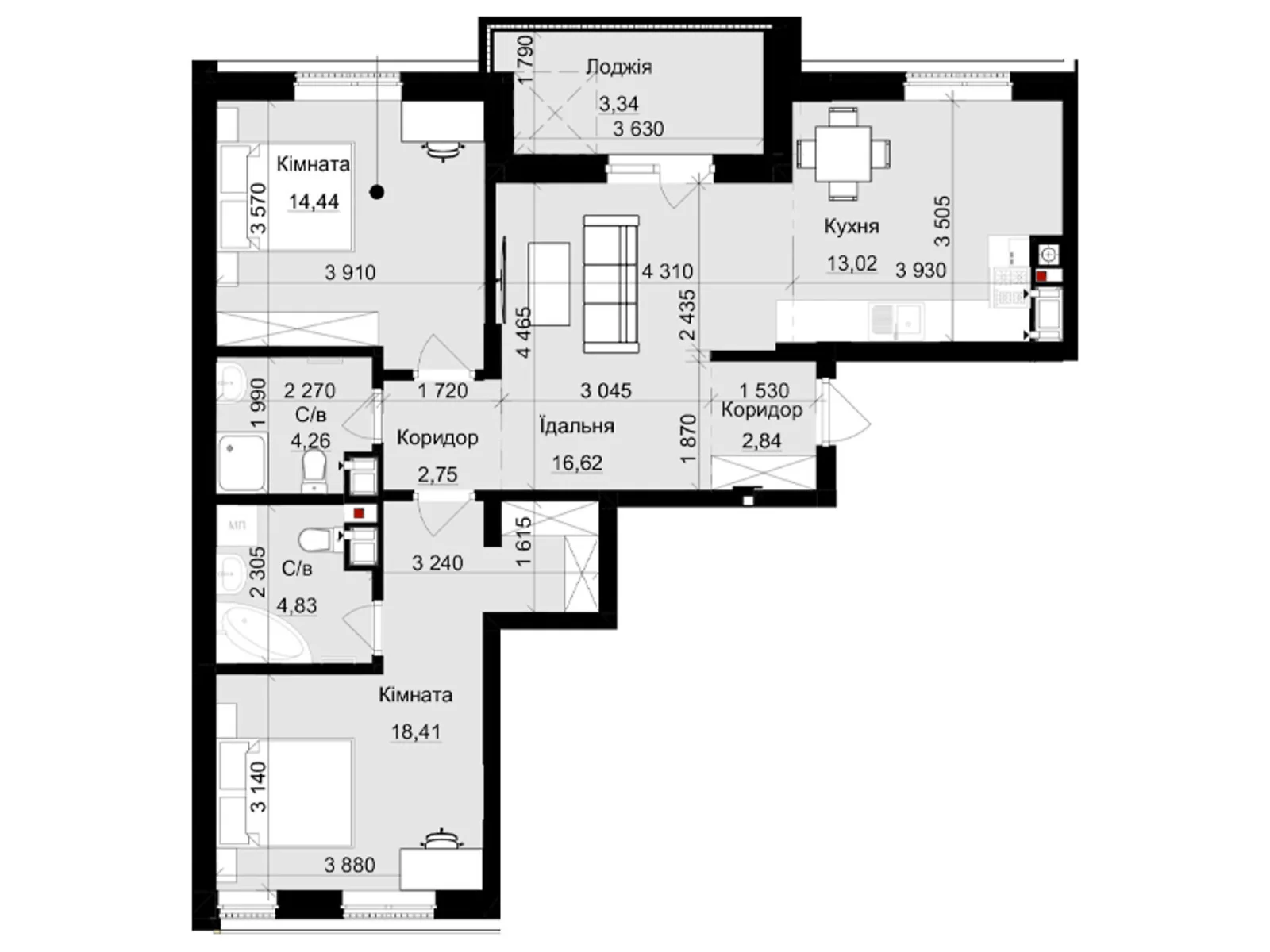 Продается 2-комнатная квартира 81 кв. м в Львове, вул. Пасечная, 154 - фото 1