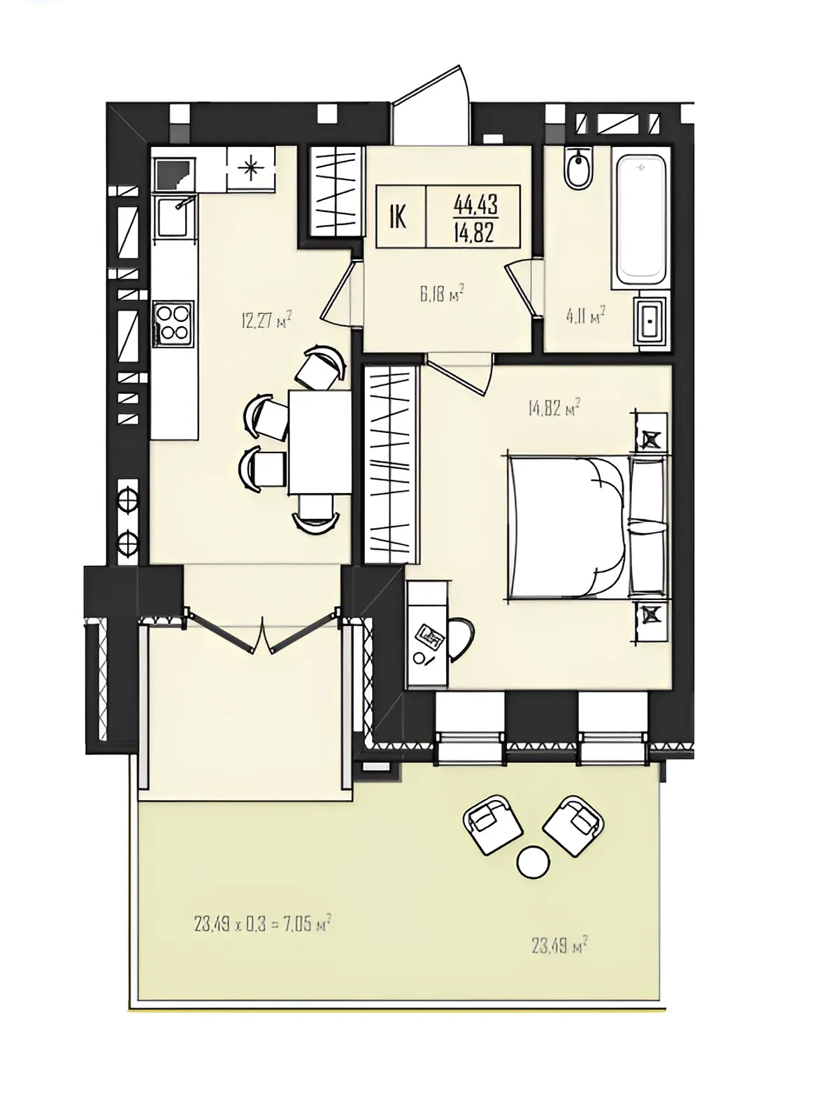Продается 1-комнатная квартира 52.6 кв. м в Хмельницком, просп. Мира, 96 - фото 1