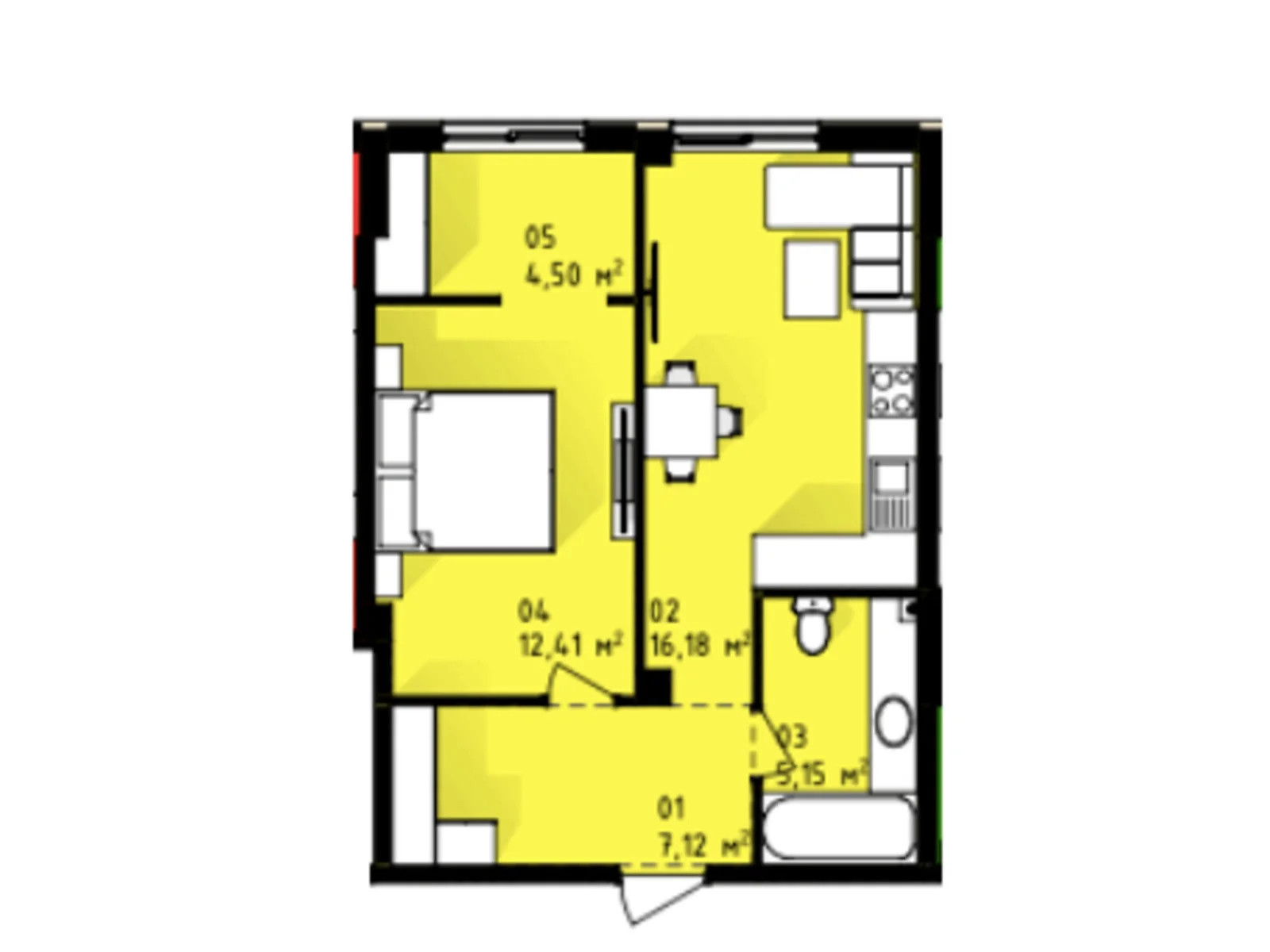 Продається 1-кімнатна квартира 45.4 кв. м у Крижанівка, цена: 34504 $ - фото 1