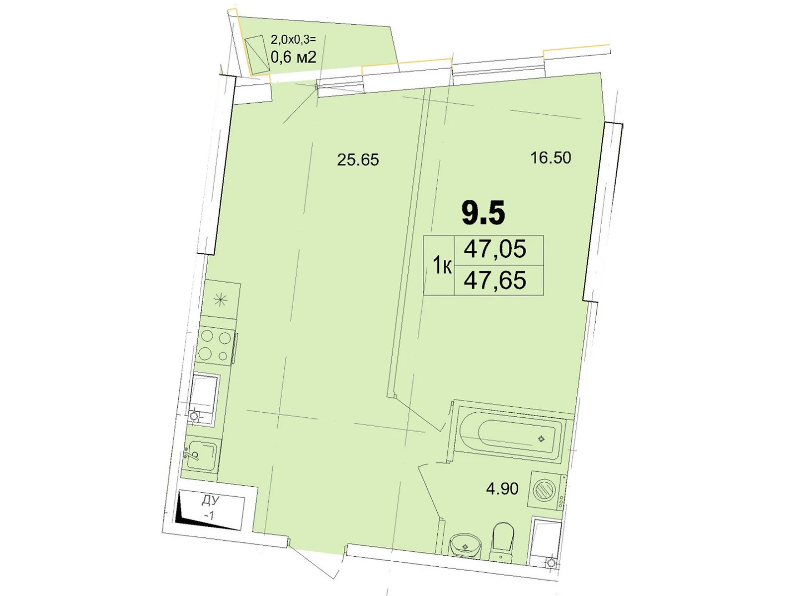 Продается 1-комнатная квартира 47.65 кв. м в Одессе, ул. Чубаевская, 1 - фото 1