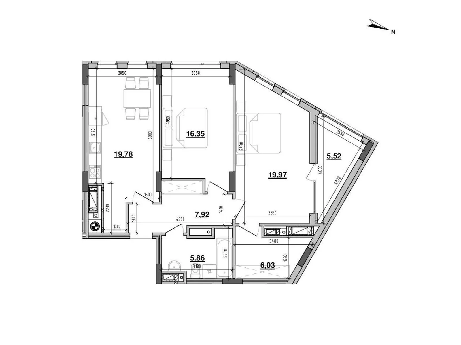 Продається 2-кімнатна квартира 81.43 кв. м у Львові, вул. Новознесенська - фото 1