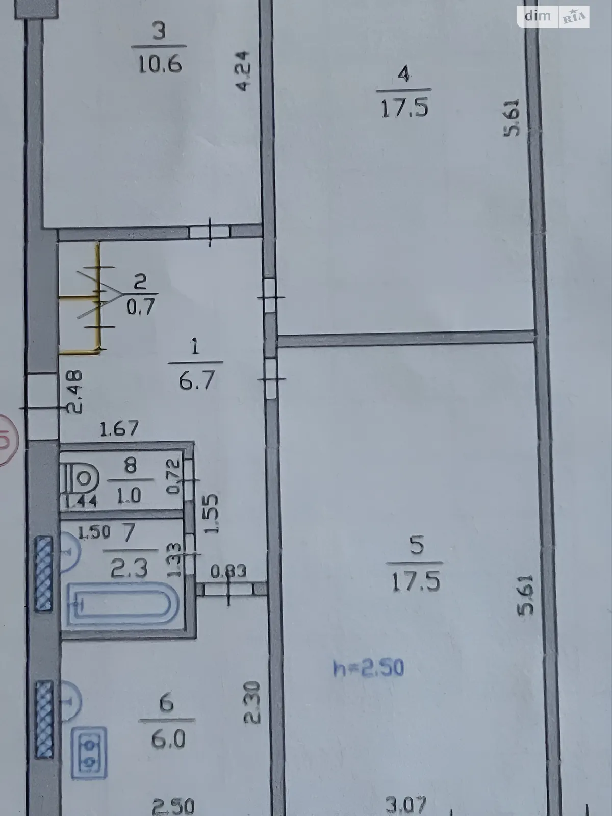 Продается 3-комнатная квартира 63 кв. м в Днепре, ул. Осенняя, 7 - фото 1