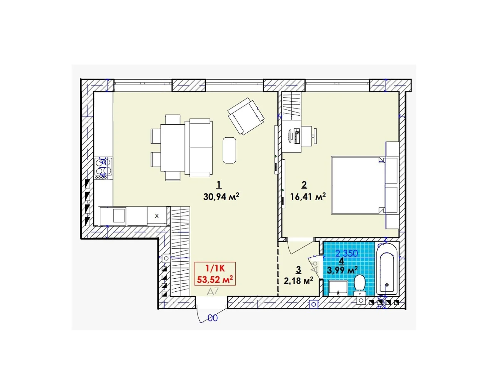 Продается 1-комнатная квартира 53.52 кв. м в Чукаловке,  - фото 1