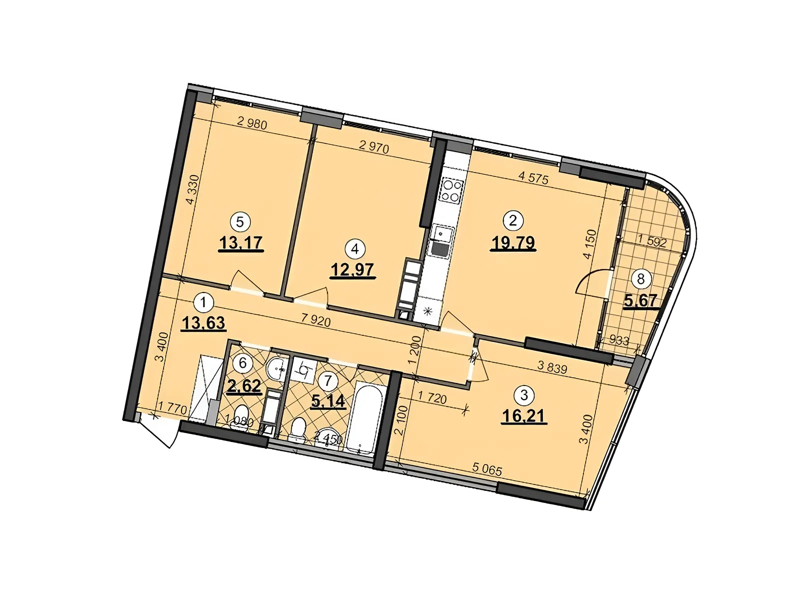 Продается 3-комнатная квартира 89.3 кв. м в Киеве, ул. Причальная, 12 - фото 1