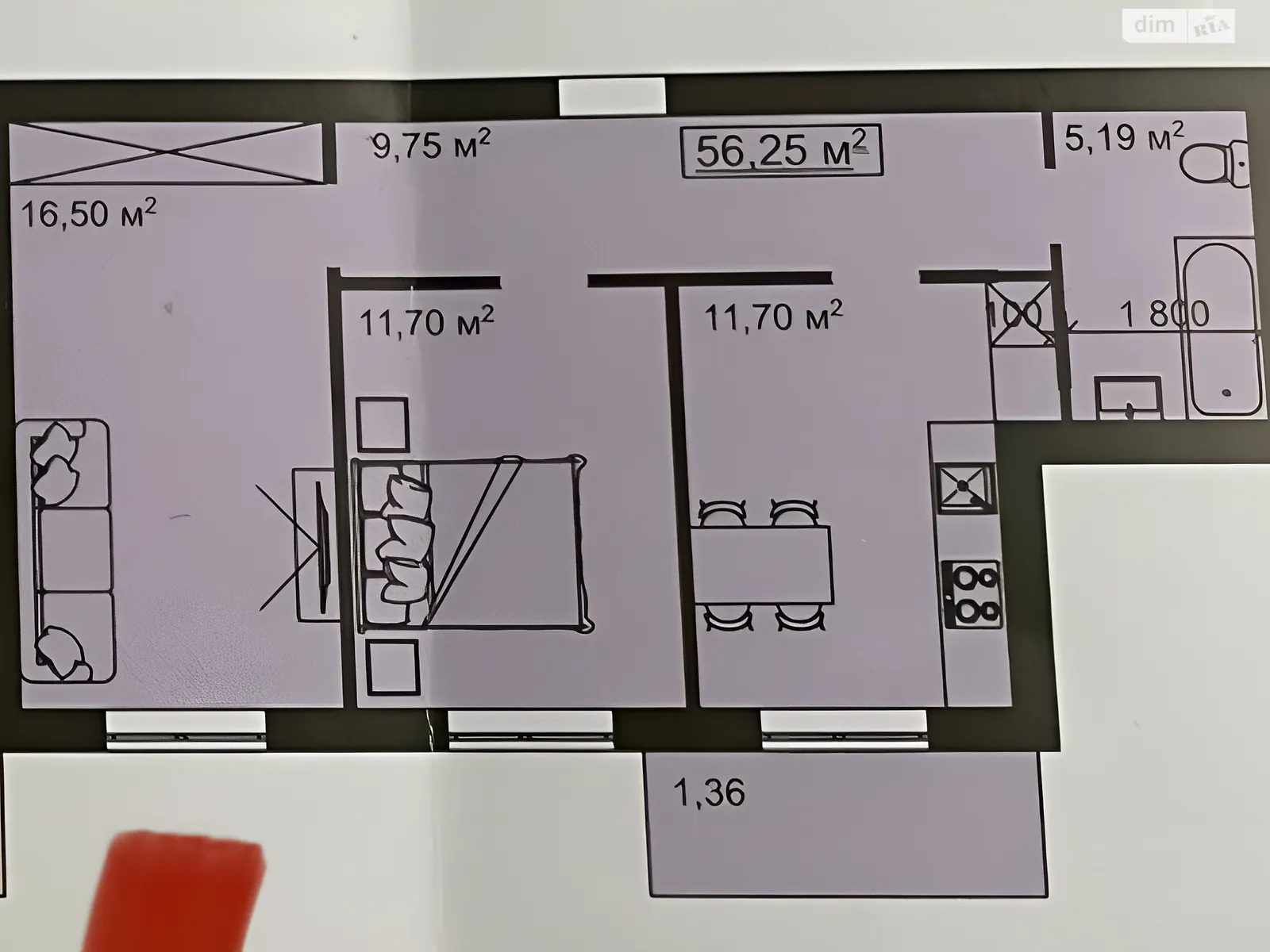 2-комнатная квартира 56.25 кв. м в Тернополе, ул. Белогорская - фото 1