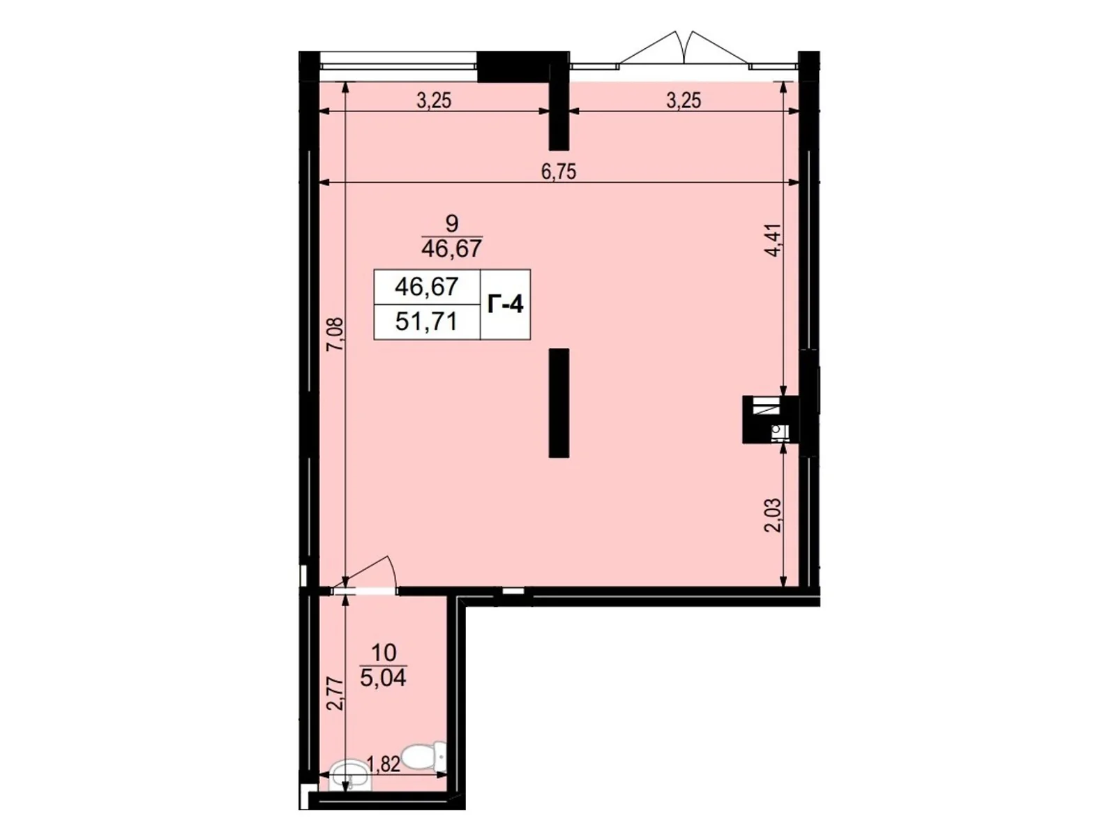 Продается объект сферы услуг 51.71 кв. м в 9-этажном здании, цена: 82736 $ - фото 1