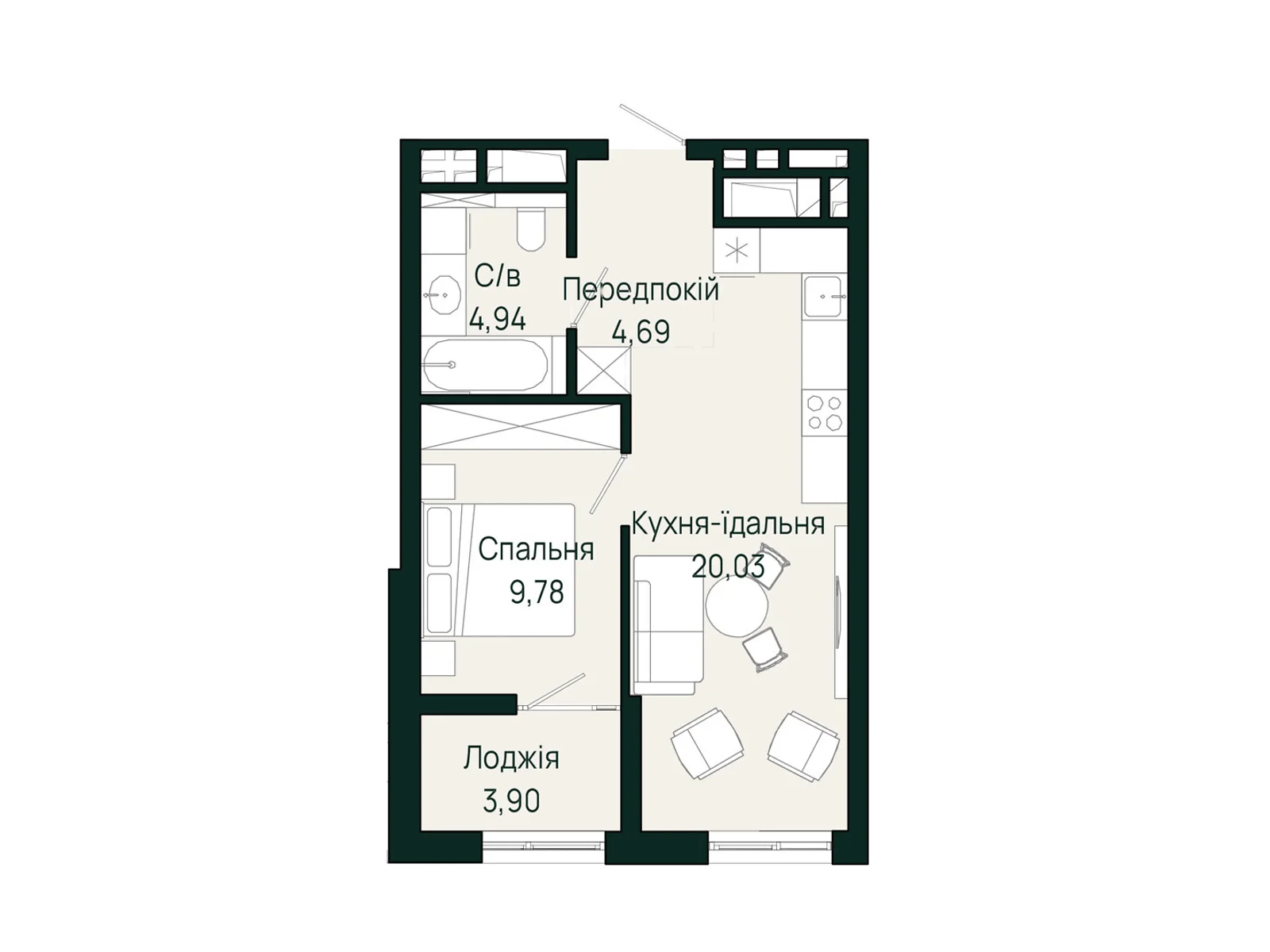 Продается 1-комнатная квартира 43.34 кв. м в Сокольниках, вул. Героев Крут - фото 1