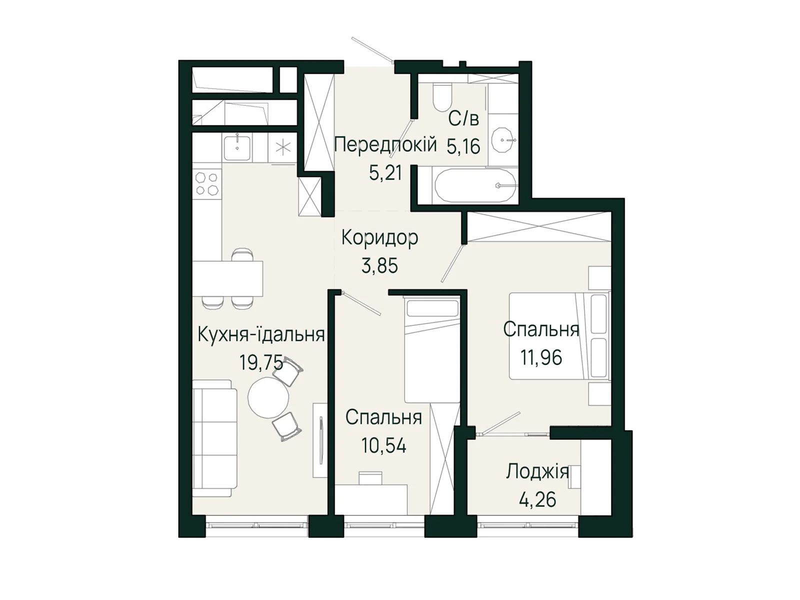 Продается 2-комнатная квартира 60.73 кв. м в Сокольниках, вул. Героев Крут - фото 1