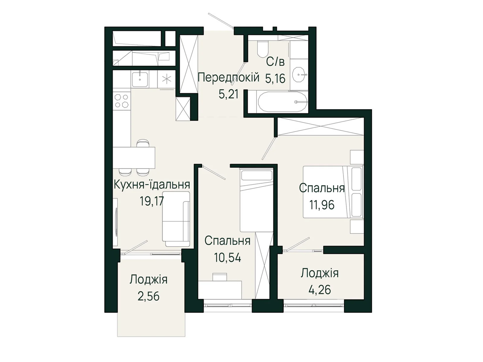 Продается 2-комнатная квартира 58.86 кв. м в Сокольниках, ул. Героев Крут - фото 1