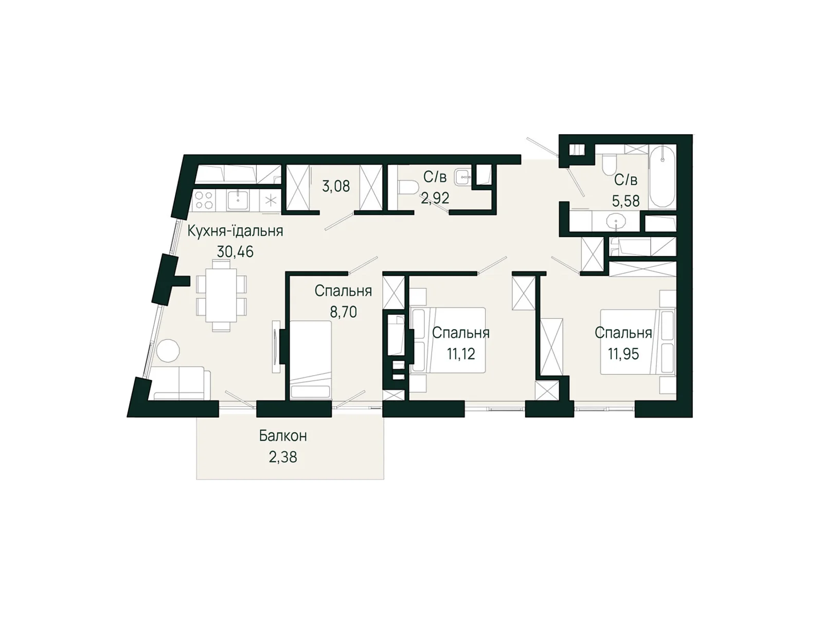 Продается 3-комнатная квартира 76.19 кв. м в Сокольниках, ул. Героев Крут - фото 1