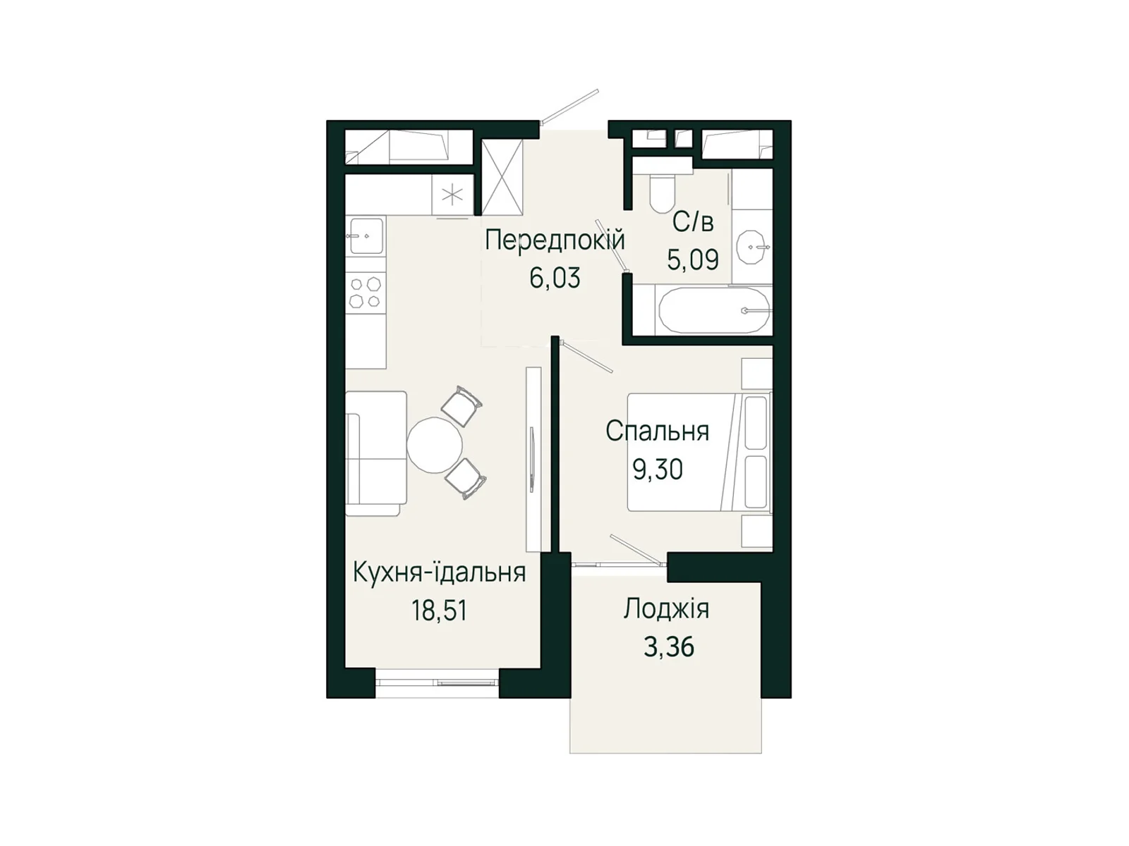 Продается 1-комнатная квартира 42.29 кв. м в Сокольниках, ул. Героев Крут - фото 1