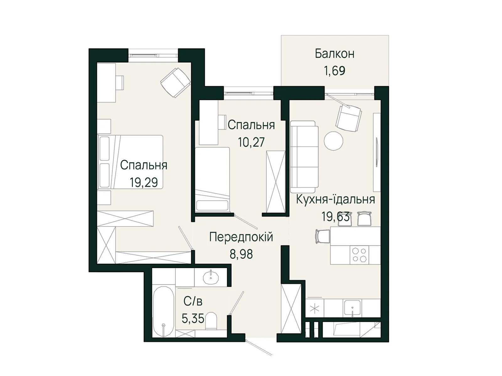 Продается 2-комнатная квартира 65.21 кв. м в Сокольниках, цена: 78904 $ - фото 1