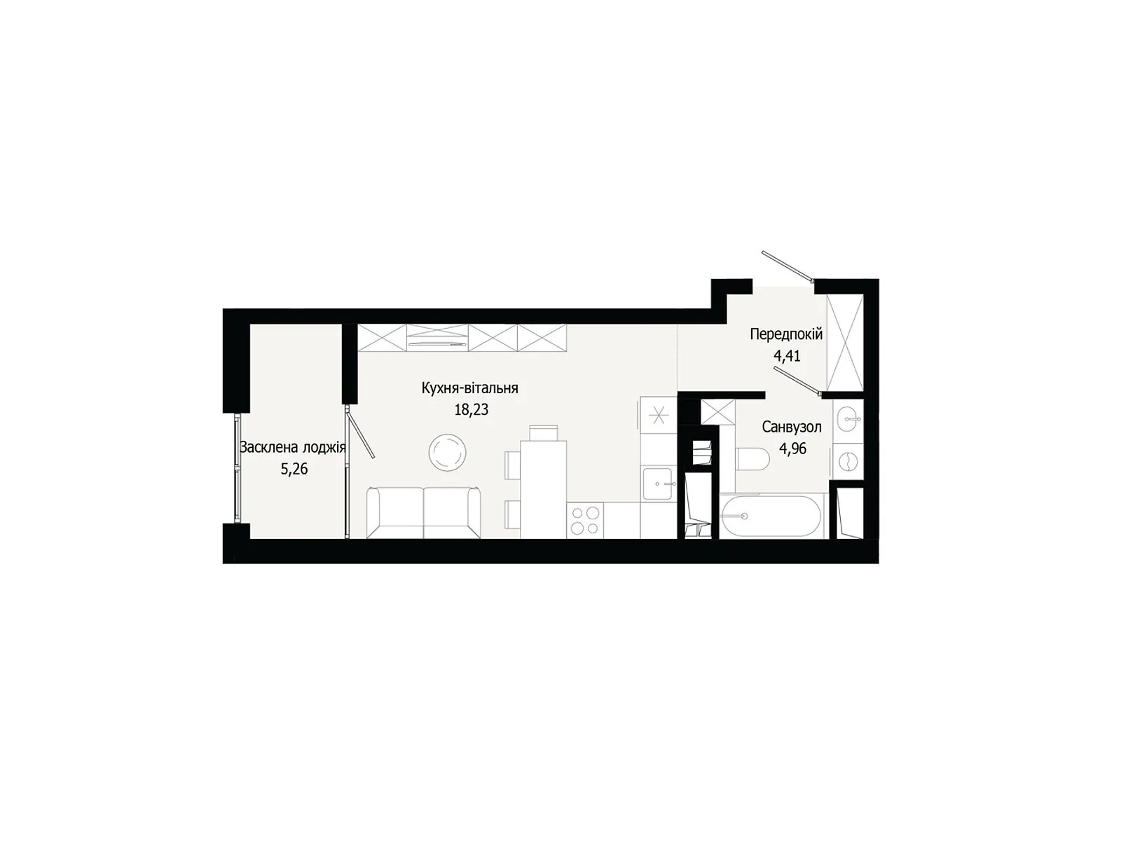 Продается 1-комнатная квартира 33.22 кв. м в Сокольниках, цена: 44348 $ - фото 1