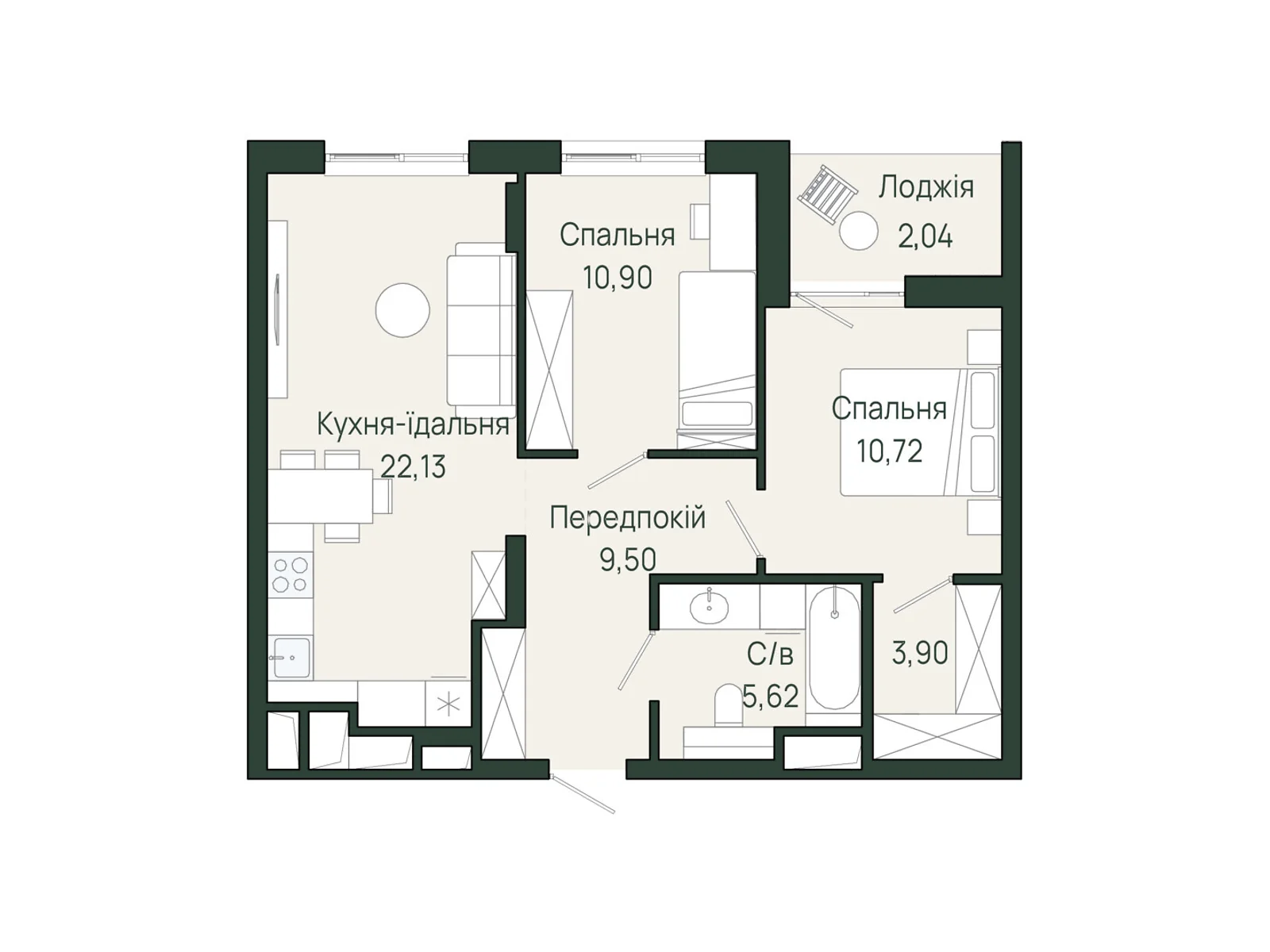 Продается 2-комнатная квартира 64.81 кв. м в Сокольниках, ул. Героев Крут - фото 1
