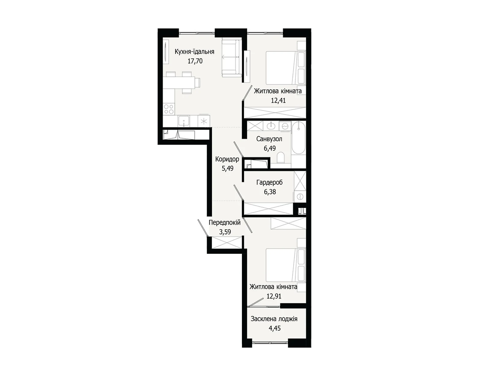 Продається 2-кімнатна квартира 69.42 кв. м у Сокільниках,  - фото 1