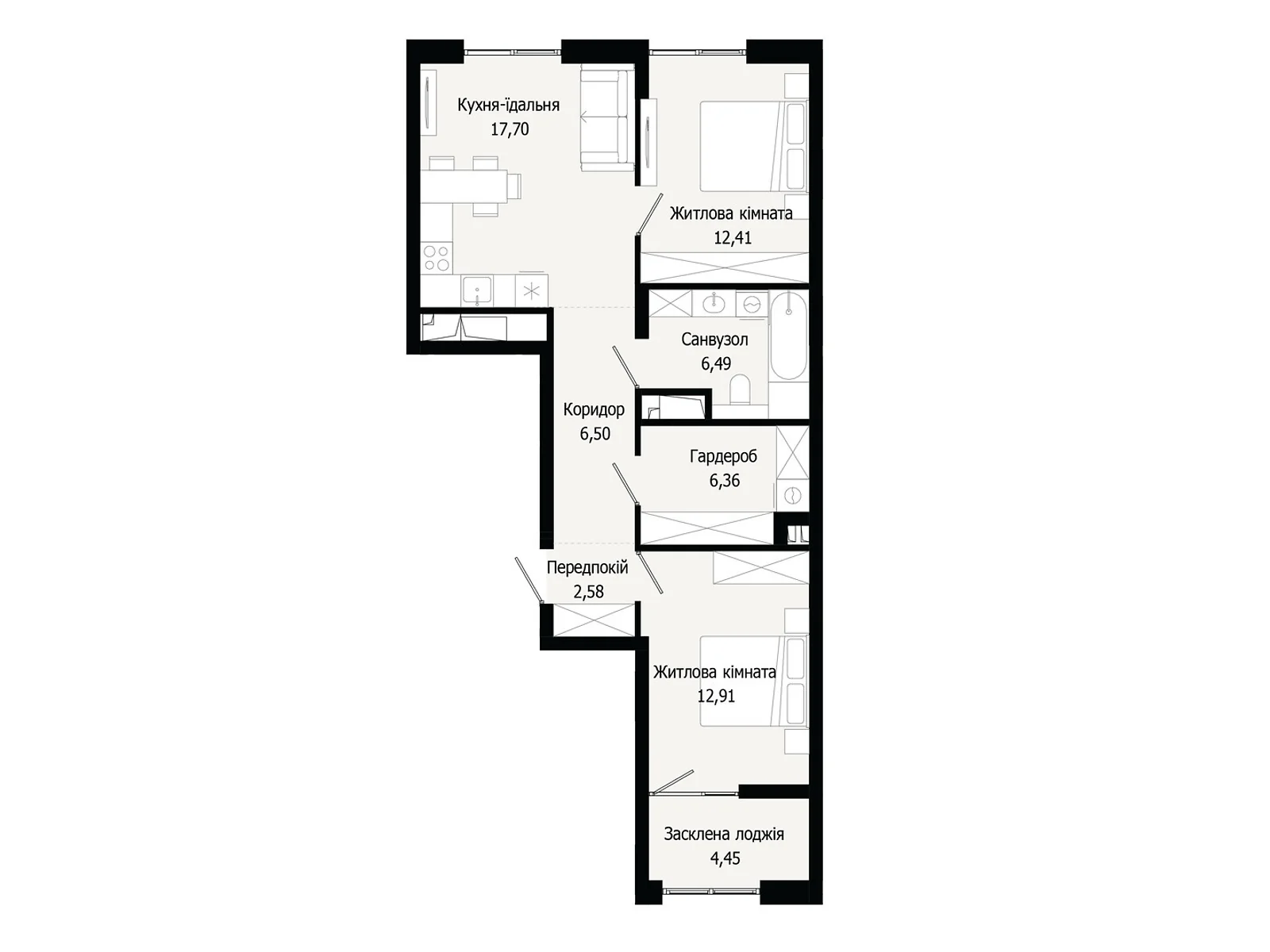 Продается 2-комнатная квартира 69.4 кв. м в Сокольниках, ул. Героев Крут - фото 1