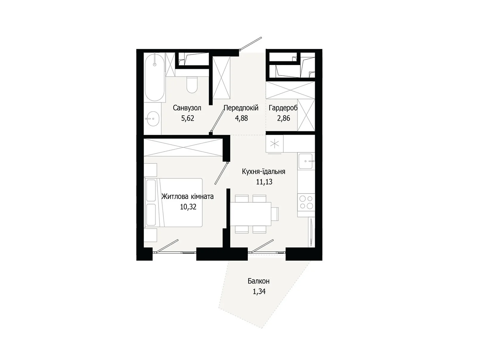 Продается 1-комнатная квартира 36.19 кв. м в Сокольниках, ул. Героев Крут - фото 1