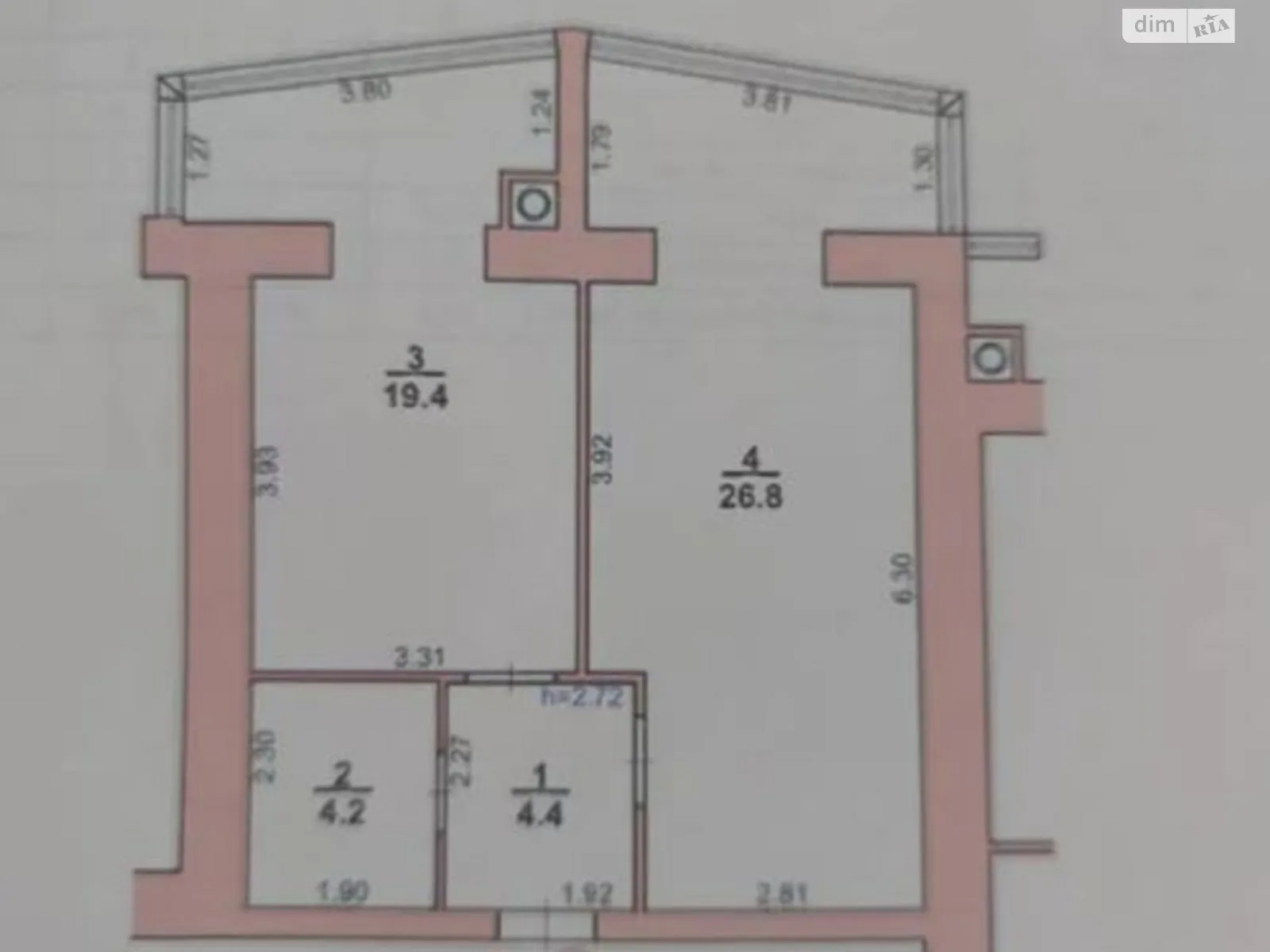 Продается 1-комнатная квартира 54.8 кв. м в Хмельницком, цена: 41000 $ - фото 1