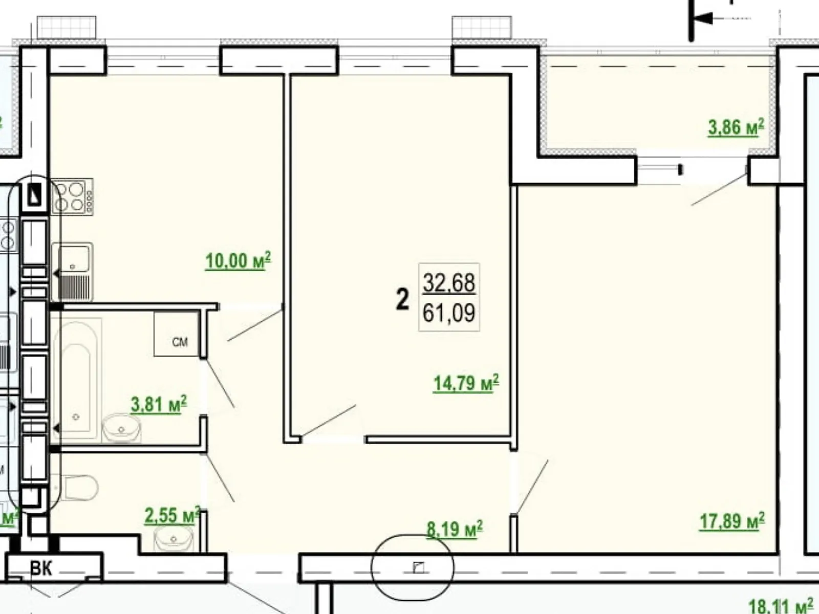 Продається 2-кімнатна квартира 61 кв. м у Харкові, вул. Борткевича, 11 - фото 1