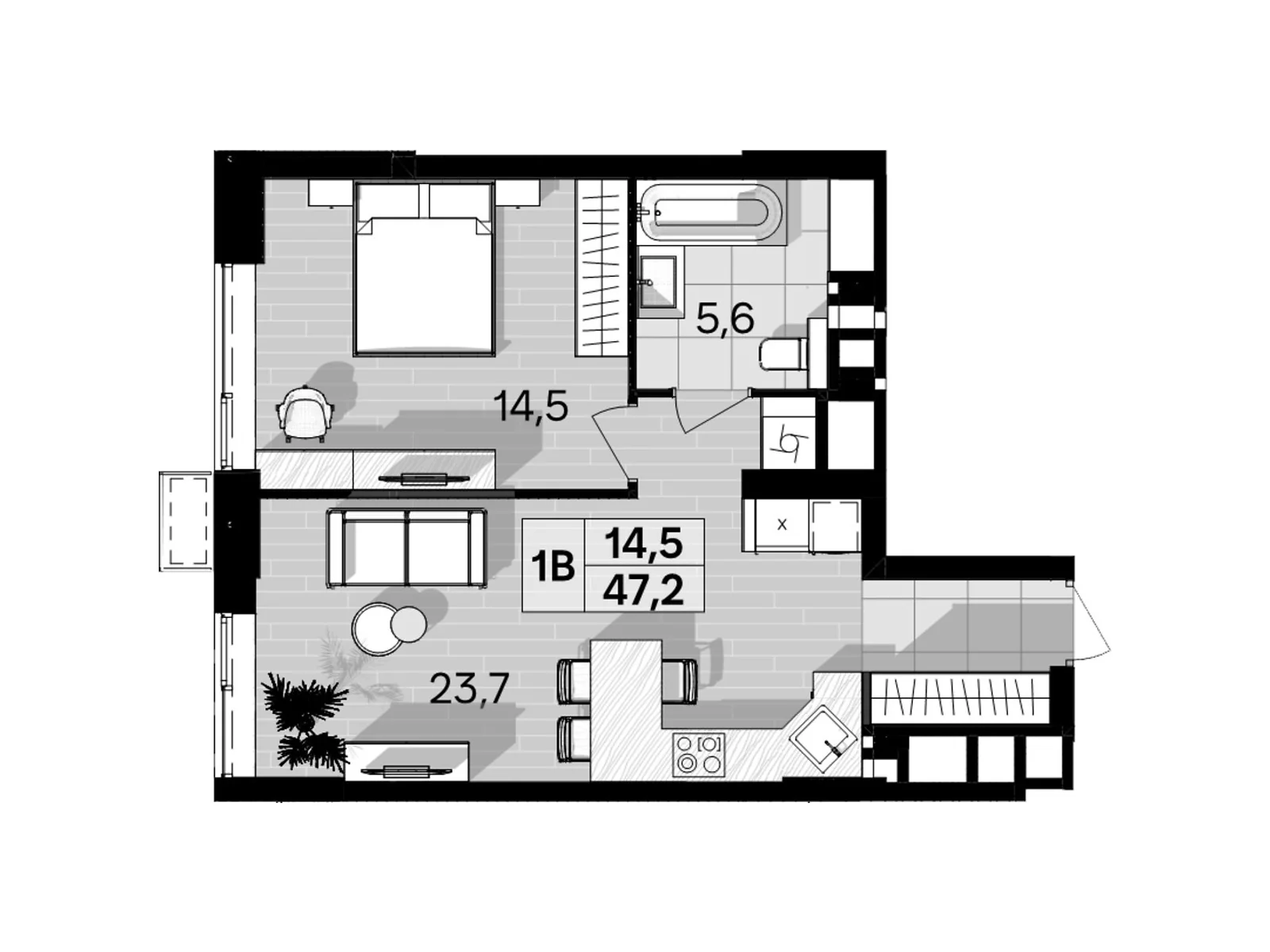 Продается 1-комнатная квартира 47.5 кв. м в Виннице, пер. Кирпичный, 12 - фото 1