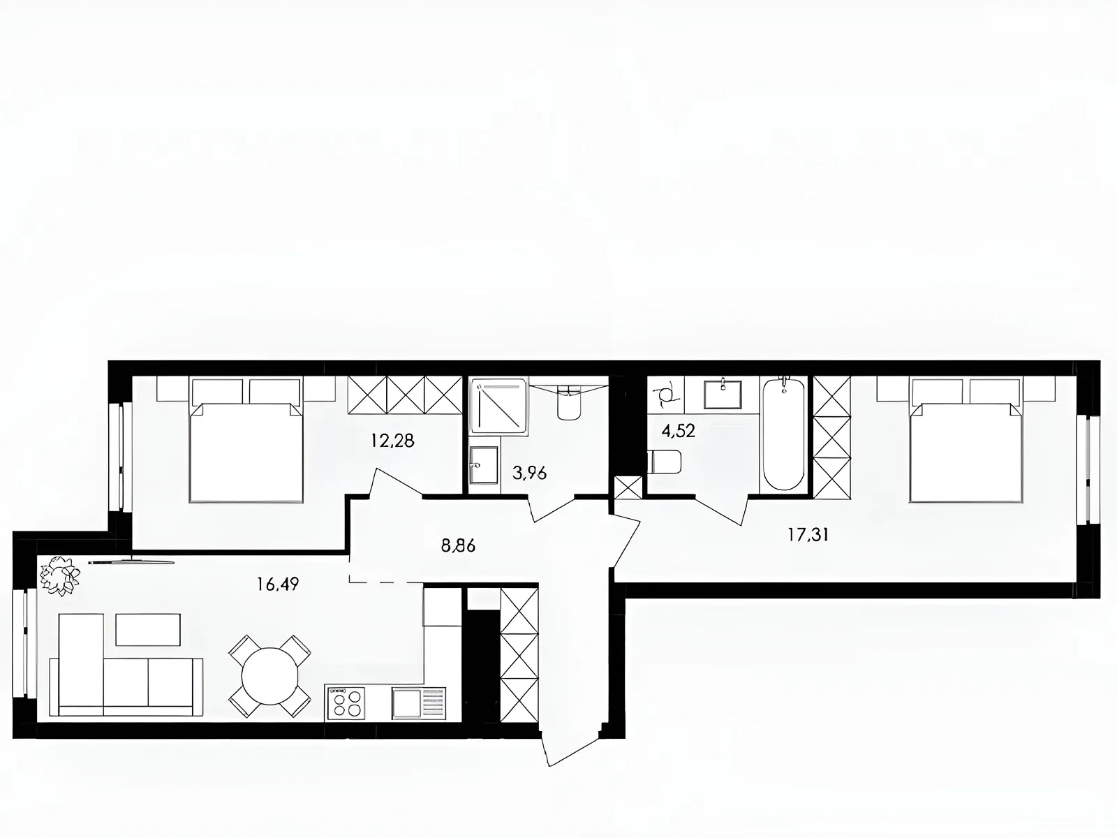 Продается 2-комнатная квартира 63 кв. м в Сокольниках, цена: 76000 $ - фото 1