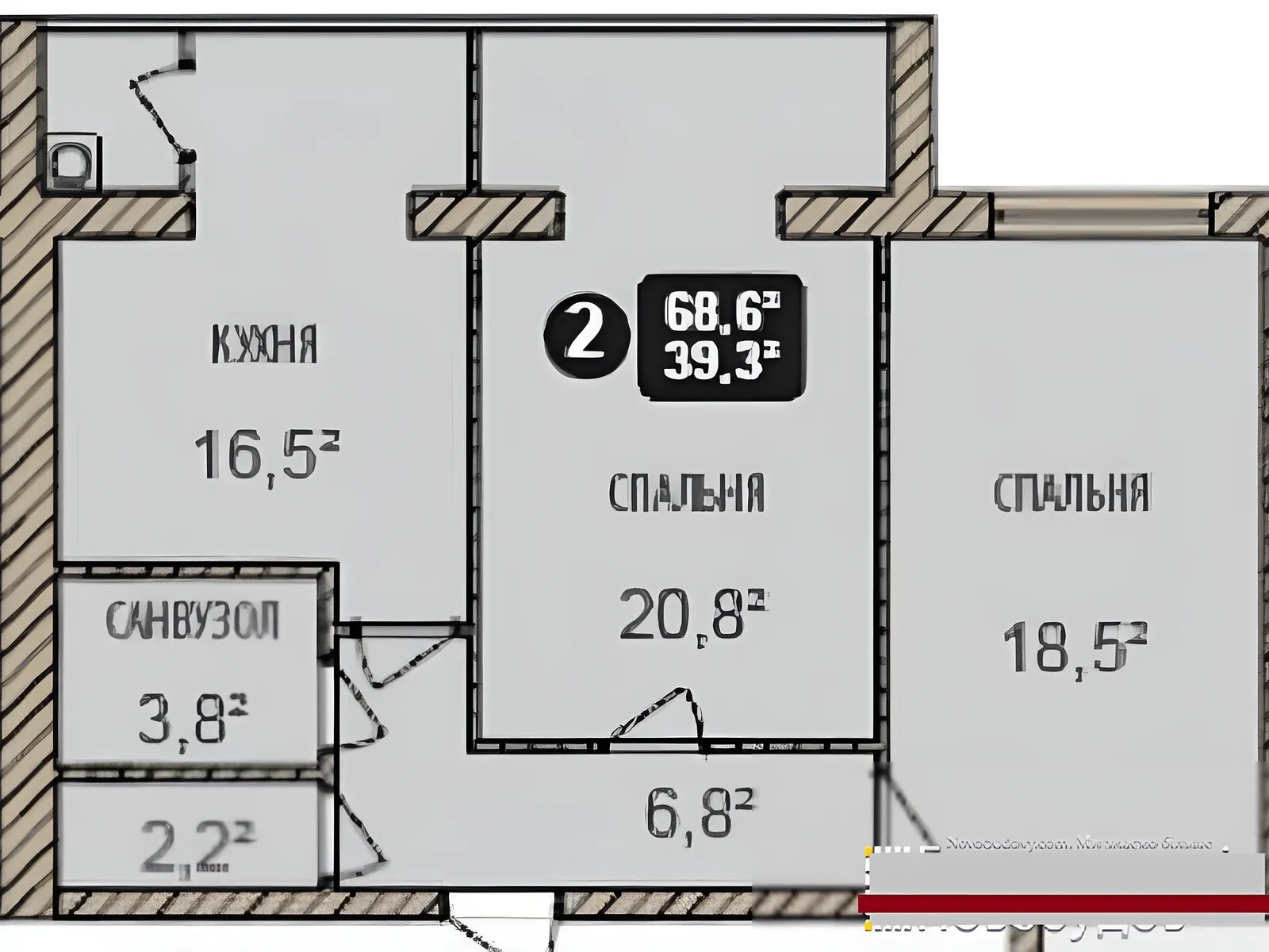 Продається 2-кімнатна квартира 69 кв. м у Хмельницькому, вул. Озерна, 16Б корпус 2 - фото 1