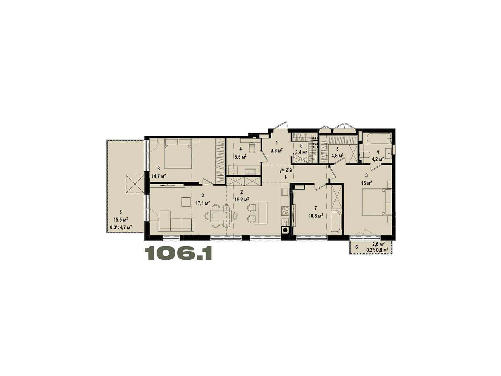 Продается 3-комнатная квартира 106.3 кв. м в Ирпене, ул. Украинская, 1А - фото 1