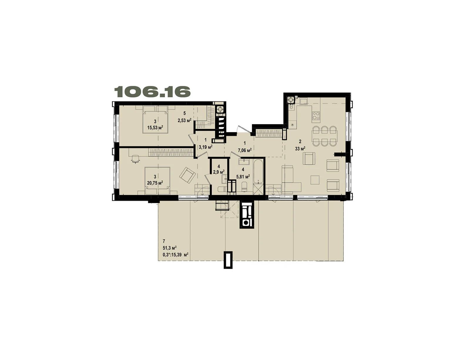 Продается 2-комнатная квартира 106.16 кв. м в Ирпене, ул. Украинская, 1А - фото 1