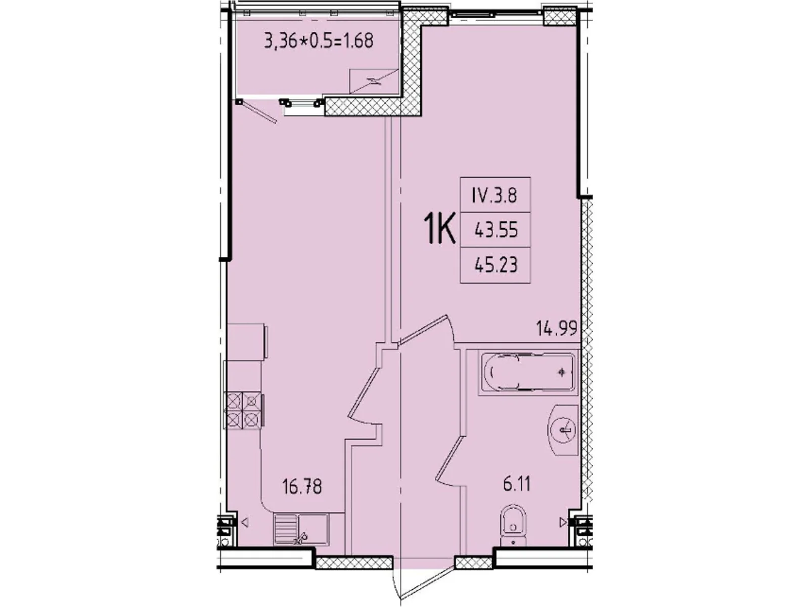 Продається 1-кімнатна квартира 45.23 кв. м у Одесі, вул. Генуезька, 1Ж - фото 1