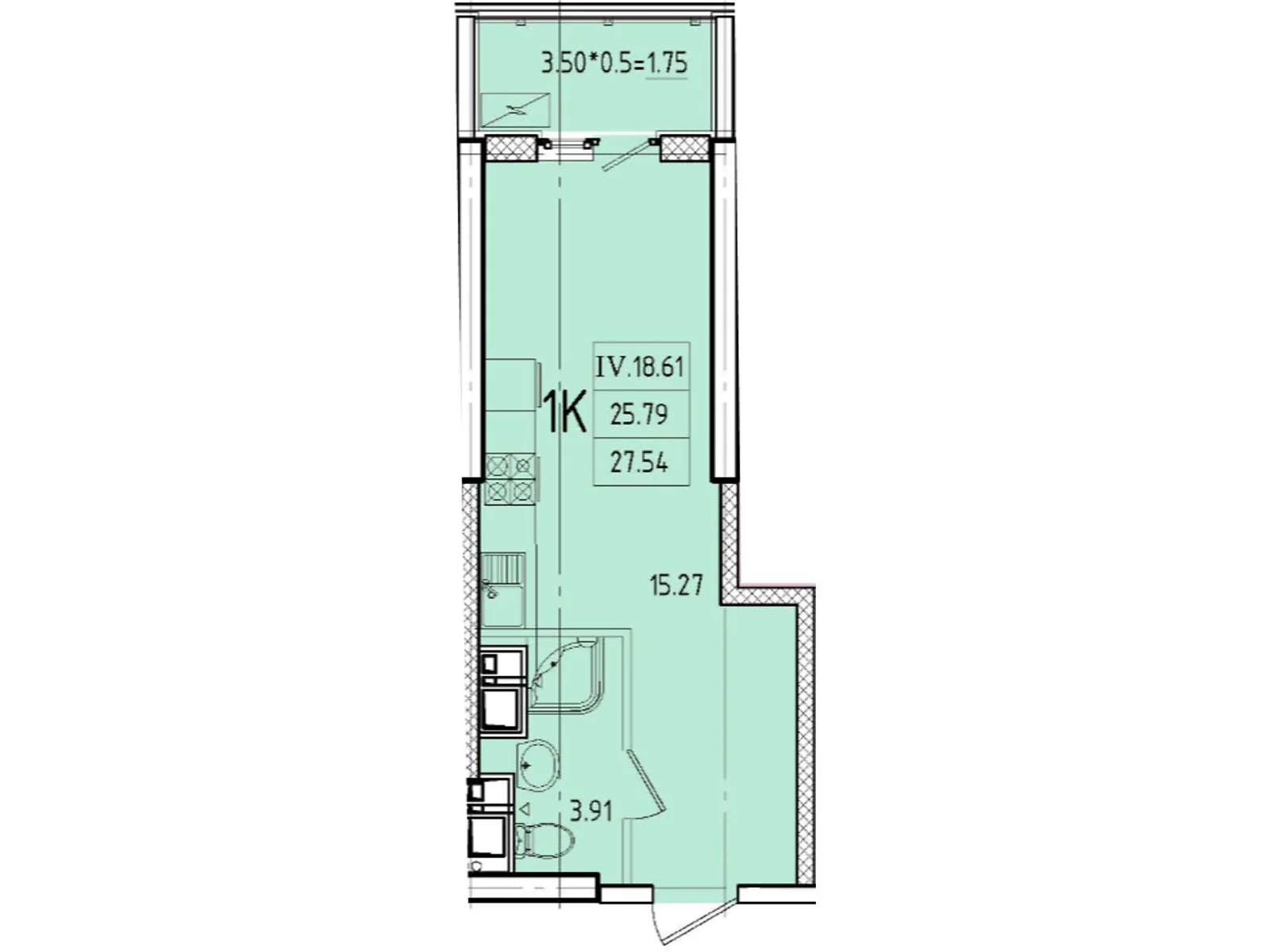 Продается 1-комнатная квартира 27.54 кв. м в Одессе, ул. Генуэзская, 1Ж - фото 1