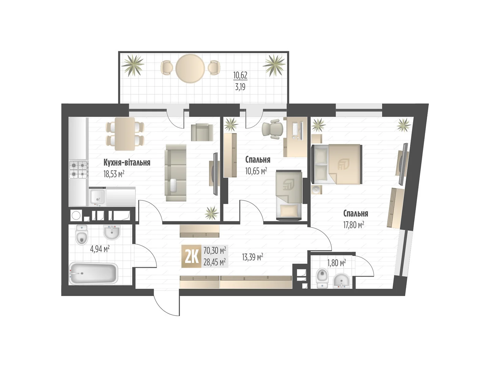Продается 2-комнатная квартира 70.3 кв. м в Львове, ул. Орлика, 52 - фото 1