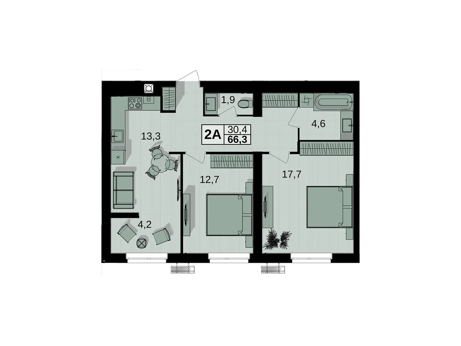 Продается 2-комнатная квартира 66.3 кв. м в Виннице, ул. Праведников мира(Максимовича), 6 - фото 1