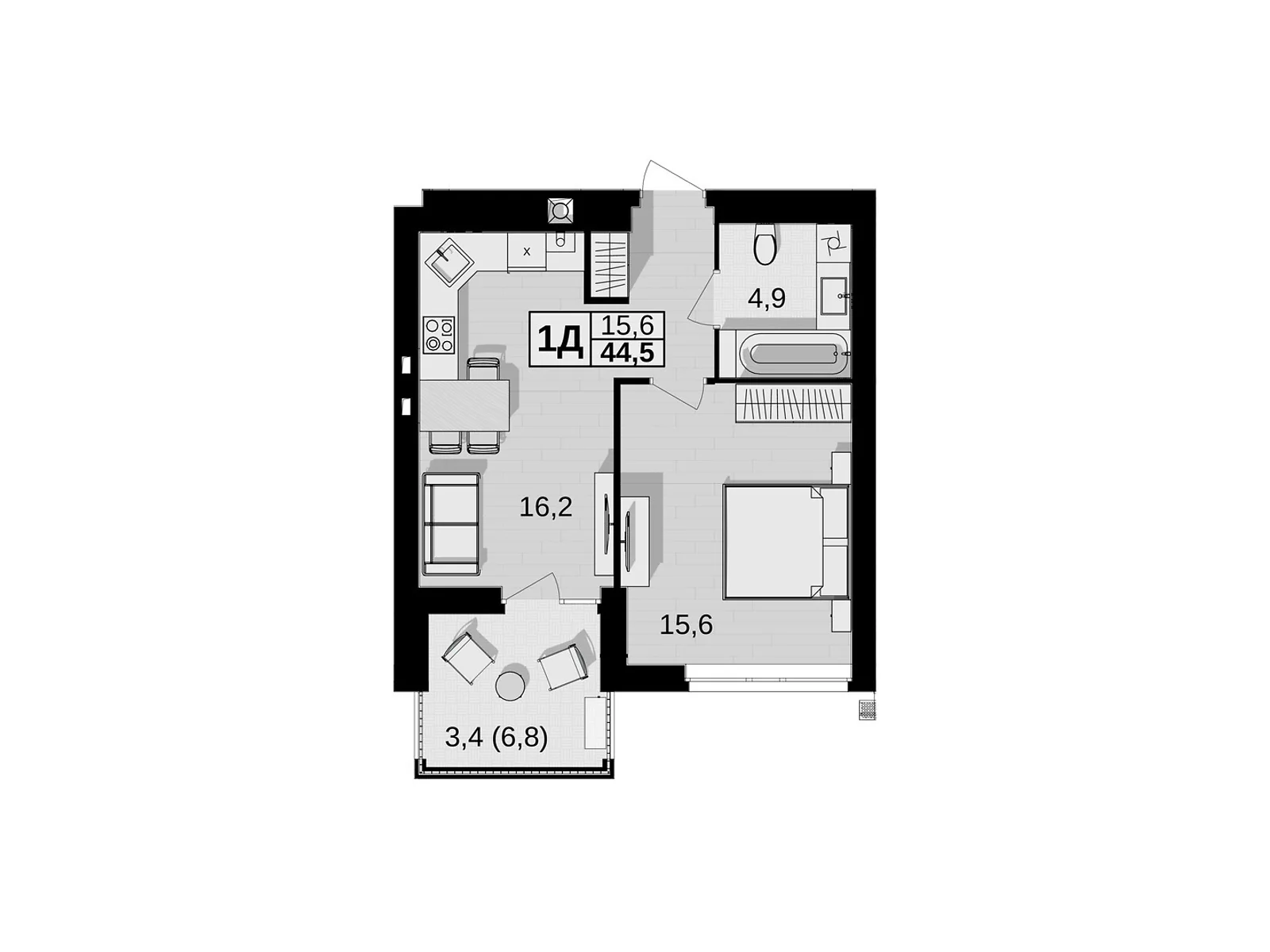 Продается 1-комнатная квартира 44.5 кв. м в Виннице, ул. Праведников мира(Максимовича), 6 - фото 1