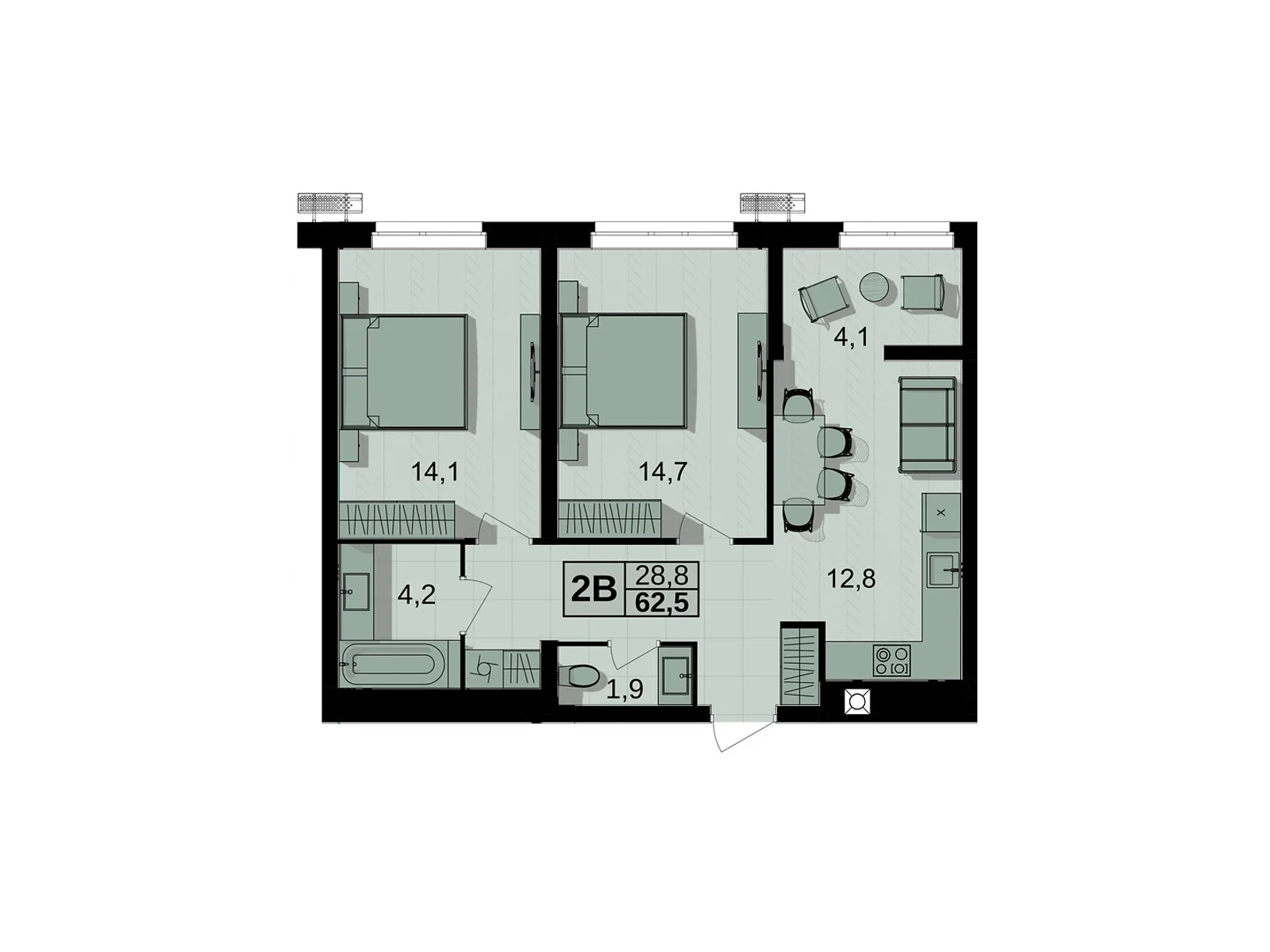 Продается 2-комнатная квартира 62.5 кв. м в Виннице, ул. Праведников мира(Максимовича), 6 - фото 1