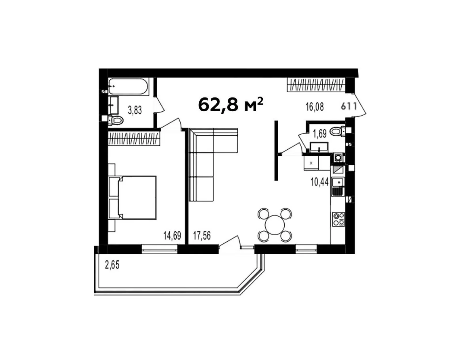 Продается 2-комнатная квартира 62.8 кв. м в Криховцах, ул. 24-го Августа - фото 1