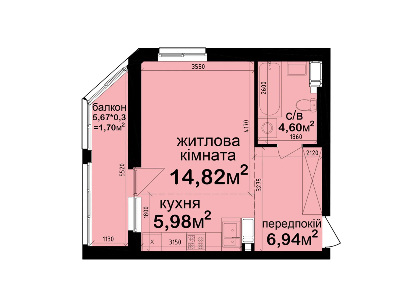Продается 1-комнатная квартира 34.04 кв. м в Киеве, ул. Метрологическая, 42 - фото 1