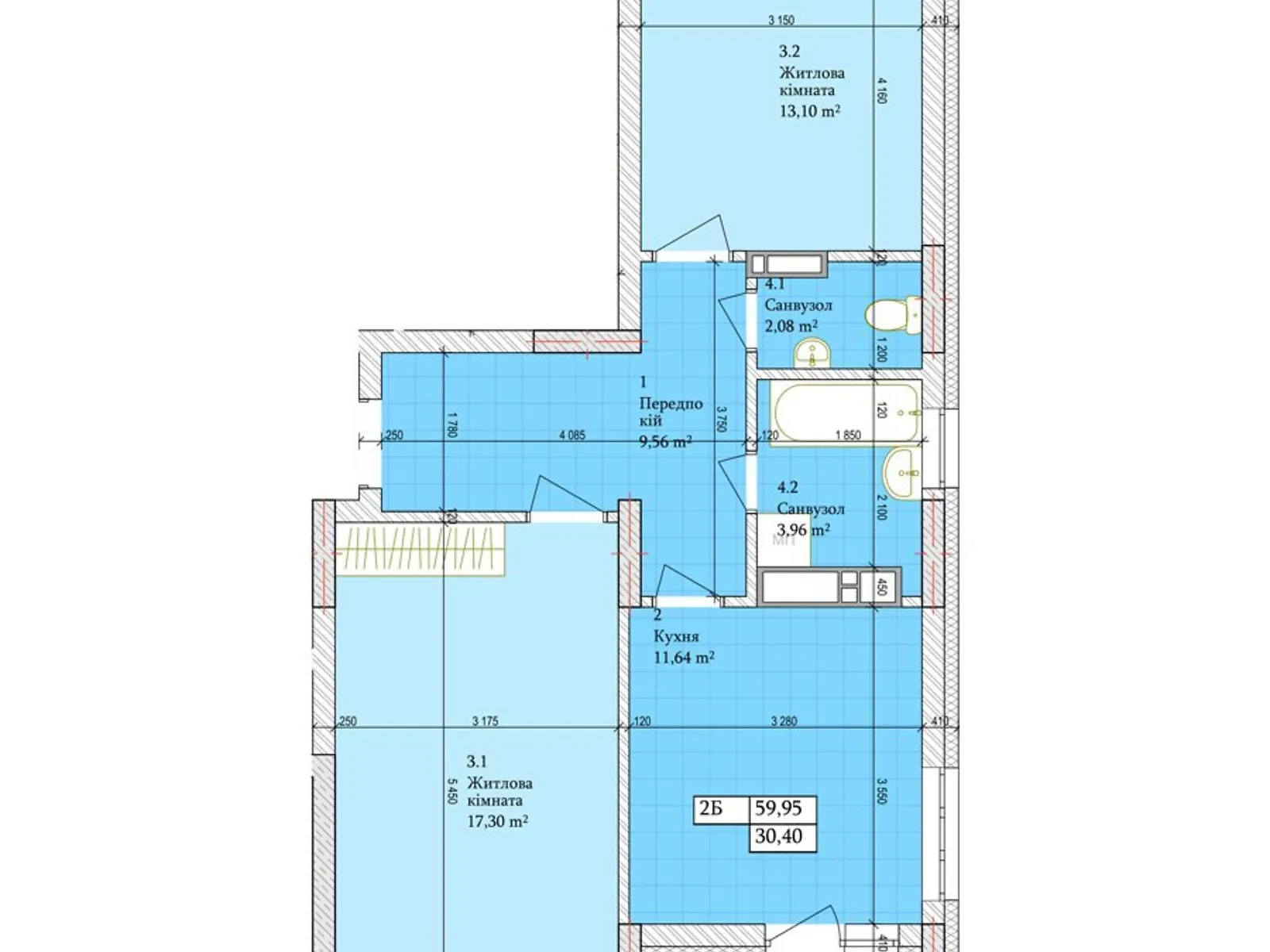 Продается 2-комнатная квартира 59.95 кв. м в Киеве, ул. Владимира Сосюры, 6 - фото 1