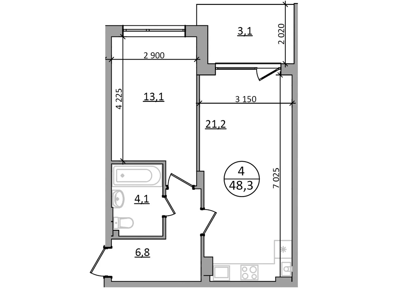 Продается 1-комнатная квартира 48.3 кв. м в Брюховичах, ул. Львовская, 92 - фото 1