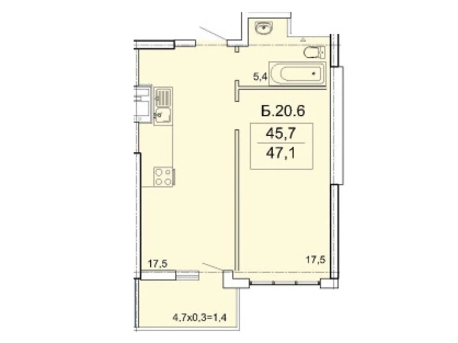 Продается 1-комнатная квартира 47.1 кв. м в Одессе, Фонтанская дор., 25 - фото 1