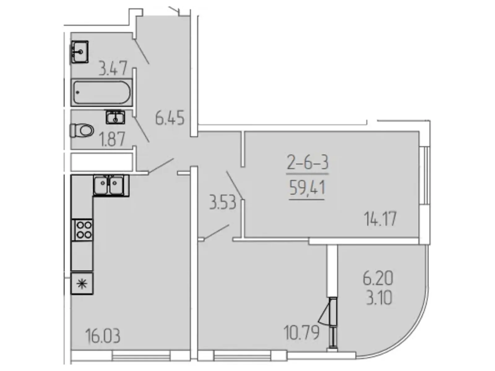 Продается 2-комнатная квартира 59.41 кв. м в Одессе - фото 1
