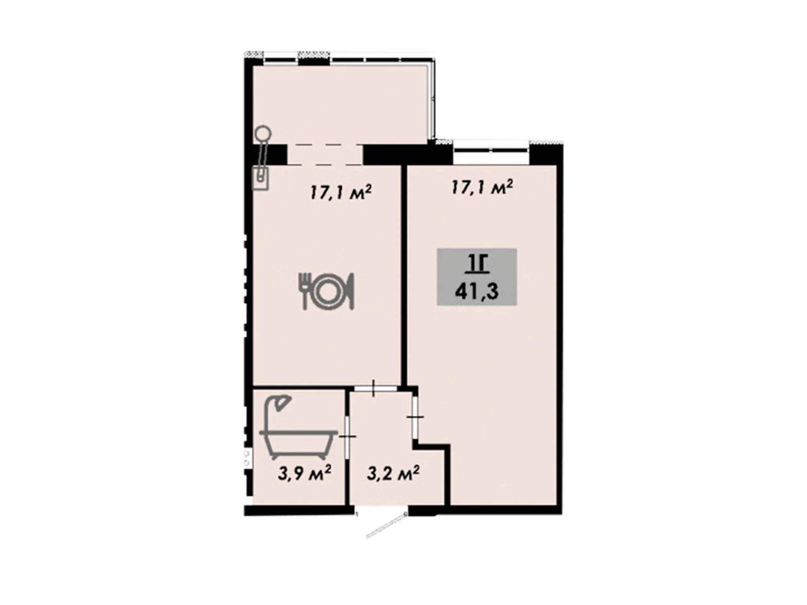 Продается 1-комнатная квартира 41.3 кв. м в Черкассах, ул. Надпольная, 222 - фото 1