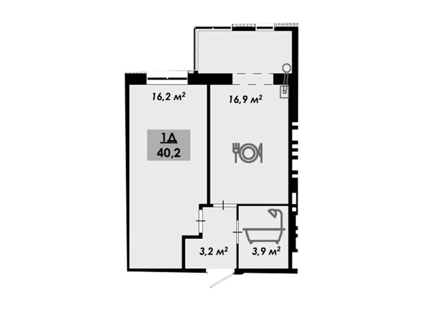Продается 1-комнатная квартира 40.2 кв. м в Черкассах, ул. Надпольная, 222 - фото 1