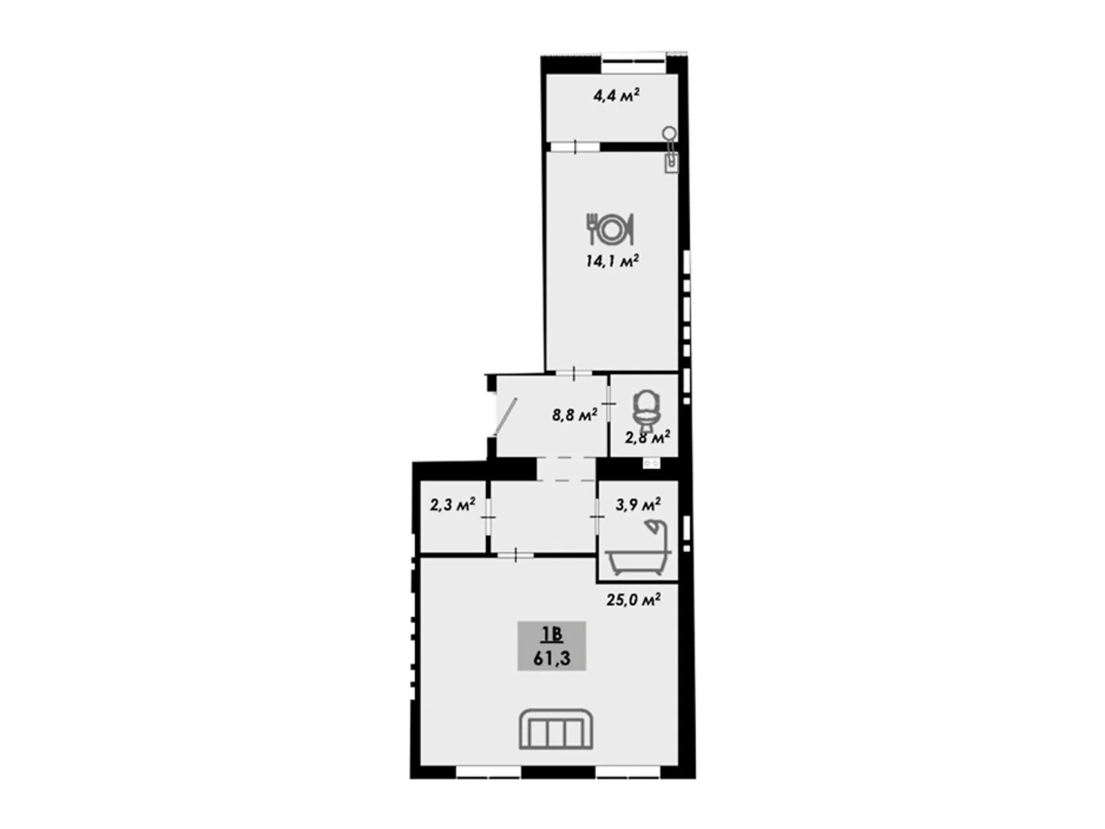 Продается 1-комнатная квартира 61.3 кв. м в Черкассах, ул. Надпольная, 222 - фото 1