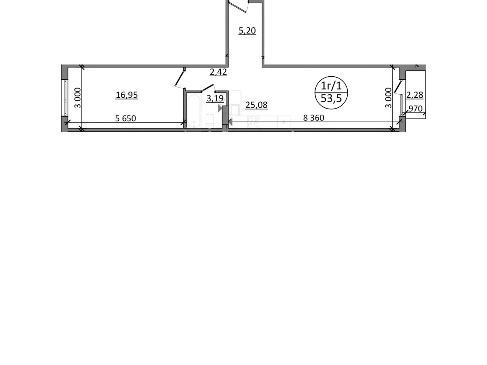 Продается 1-комнатная квартира 53.5 кв. м в Басовке, Кольцевая дор. - фото 1