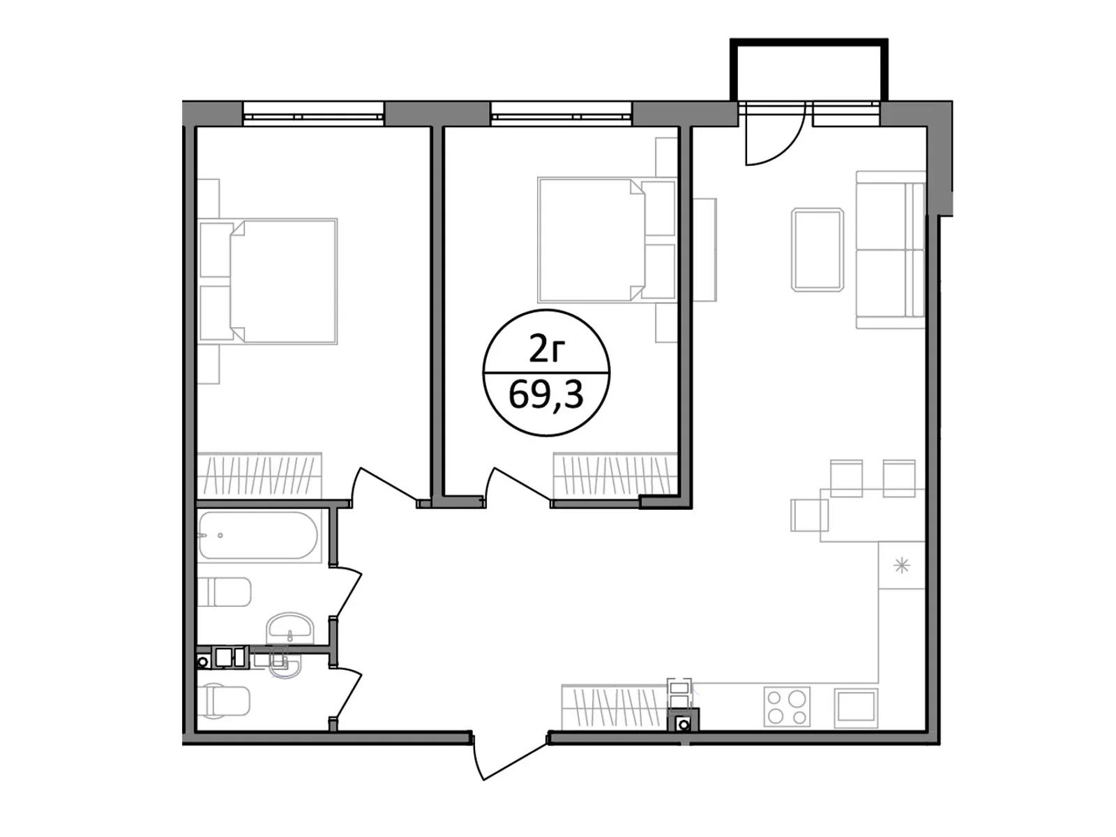 Продается 2-комнатная квартира 69.4 кв. м в Басовке, Кольцевая дор. - фото 1