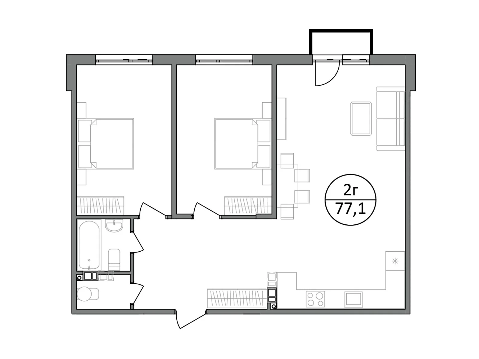 Продается 2-комнатная квартира 77.3 кв. м в Басовке, Кольцевая дор. - фото 1