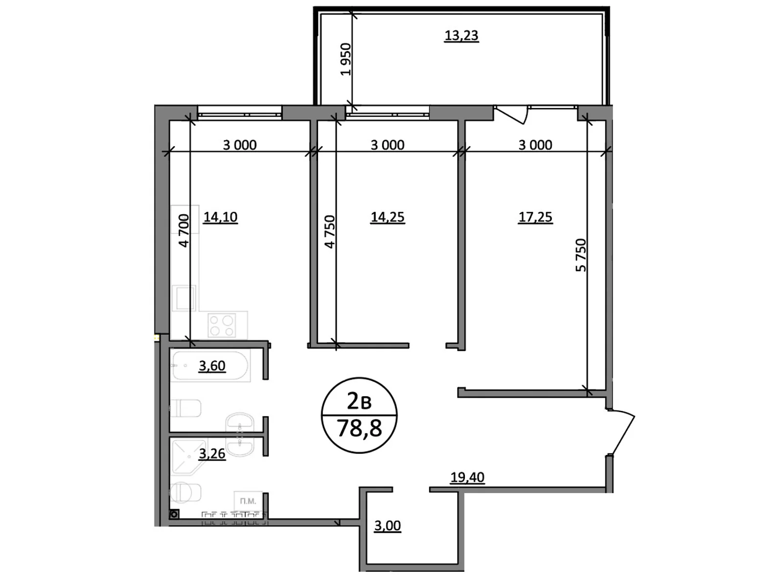 Продается 2-комнатная квартира 78.8 кв. м в Басовке, Кольцевая дор. - фото 1