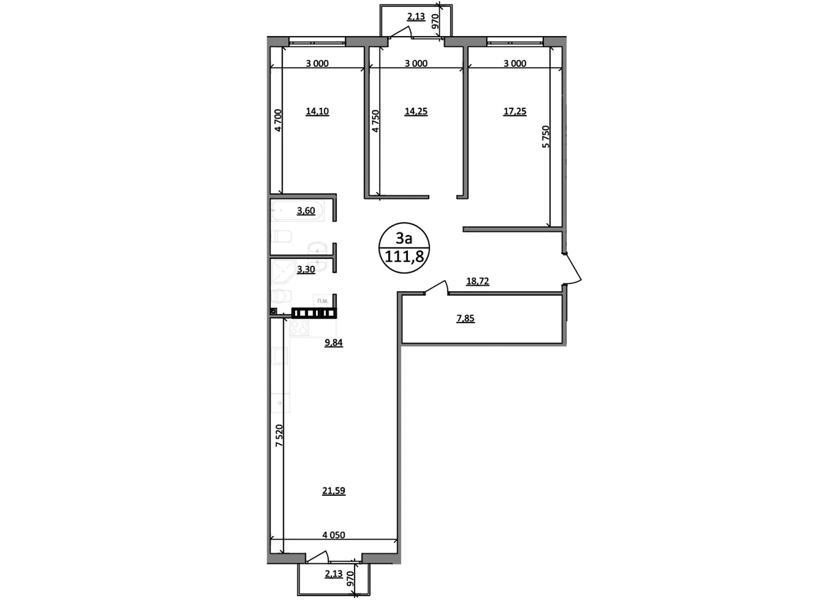 Продается 3-комнатная квартира 111.8 кв. м в Басовке, Кольцевая дор. - фото 1