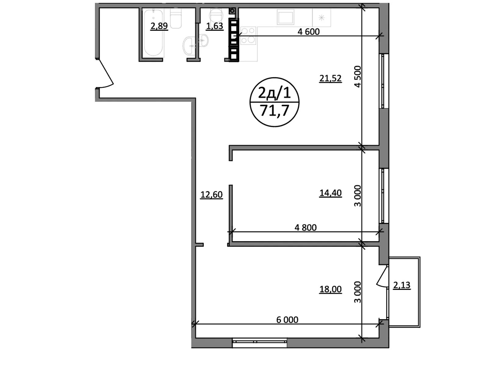 Продается 2-комнатная квартира 71.7 кв. м в Басовке, Кольцевая дор. - фото 1