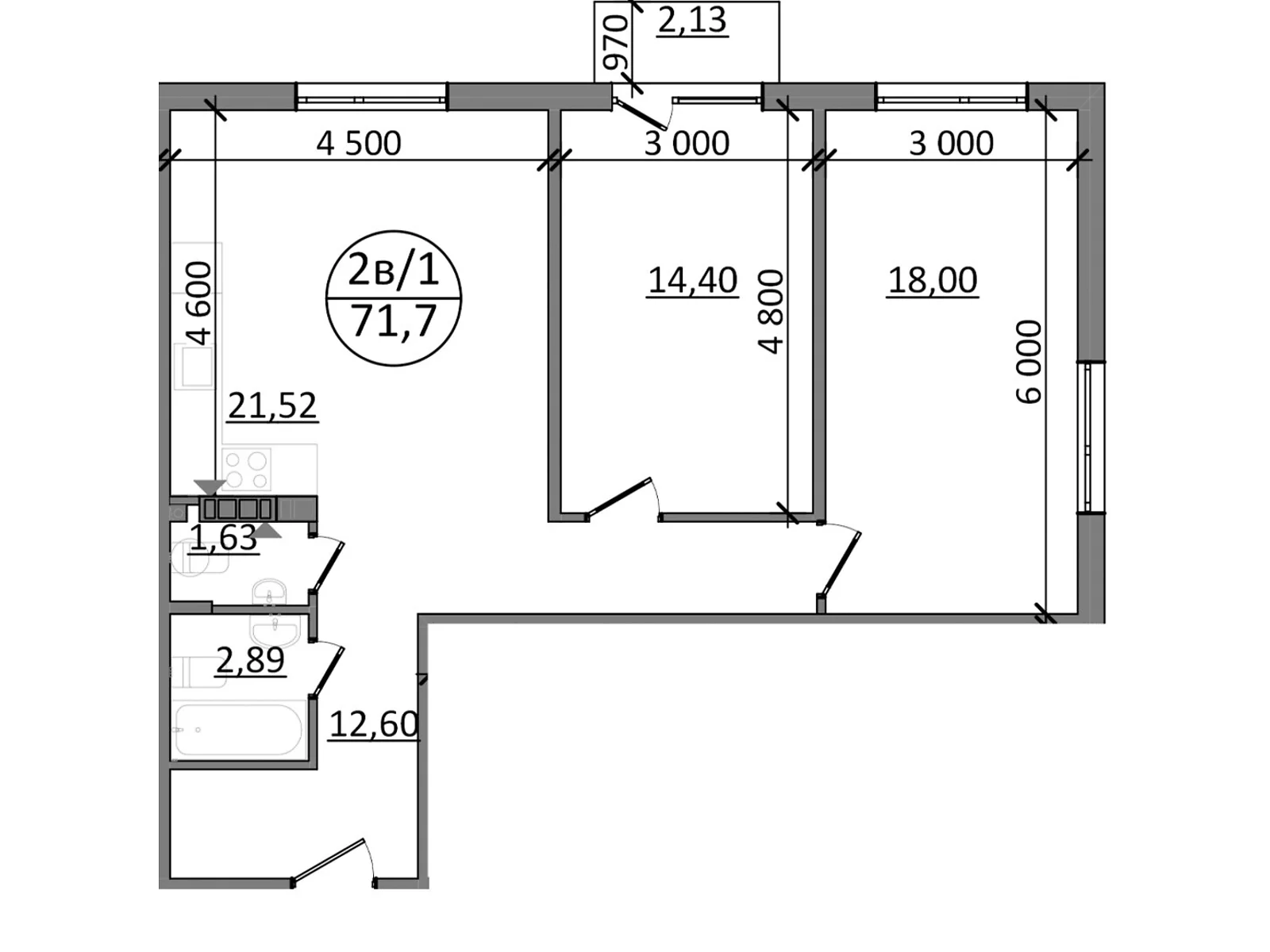 Продается 2-комнатная квартира 71.7 кв. м в Басовке, Кольцевая дор. - фото 1